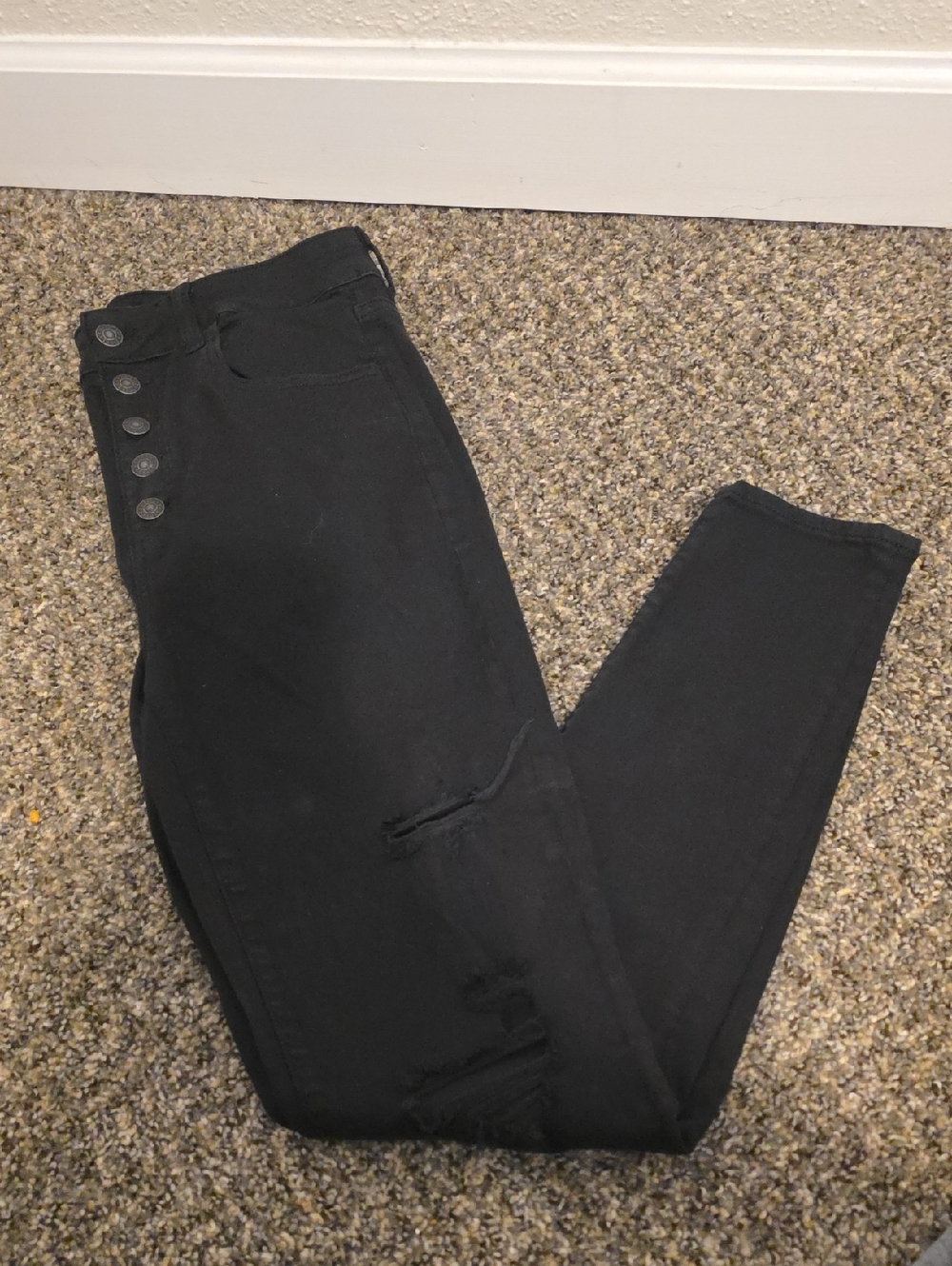 American Eagle Outfitters Black Stretch Pants with Branded Waistband